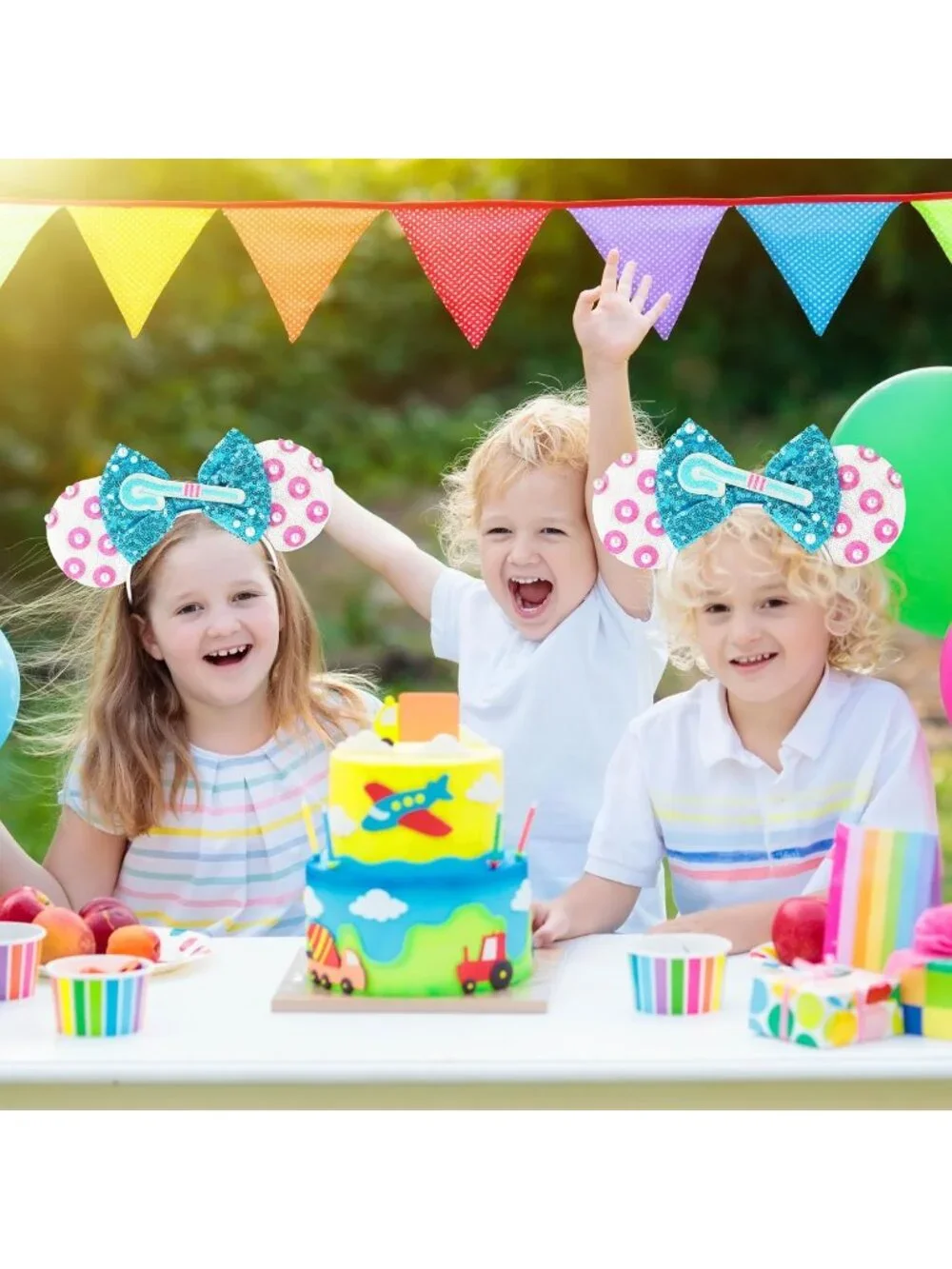 Women White Blue Cartoon Mickey Mouse Costume Headband For Cosplay